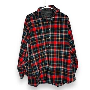 Vintage Pendleton Shacket Flannel Shirt Size Large Red Plaid Wool 70s